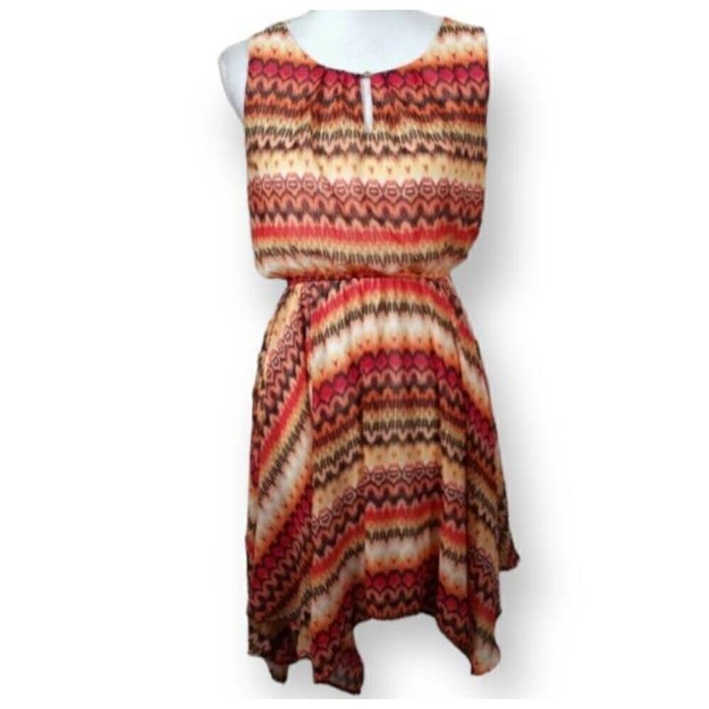 DELIRIOUS ORANGE, BROWN, CREAM DRESS SZ.M EUC.